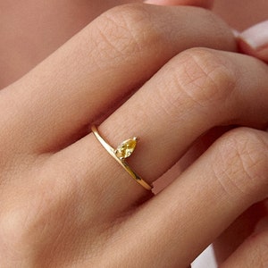 Minimalist Dainty Stone Citrine Gemstone Ring Handmade Women's Ring  Birthstone Ring Anniversary Mom Girlfriend Gift Custom Jewelry