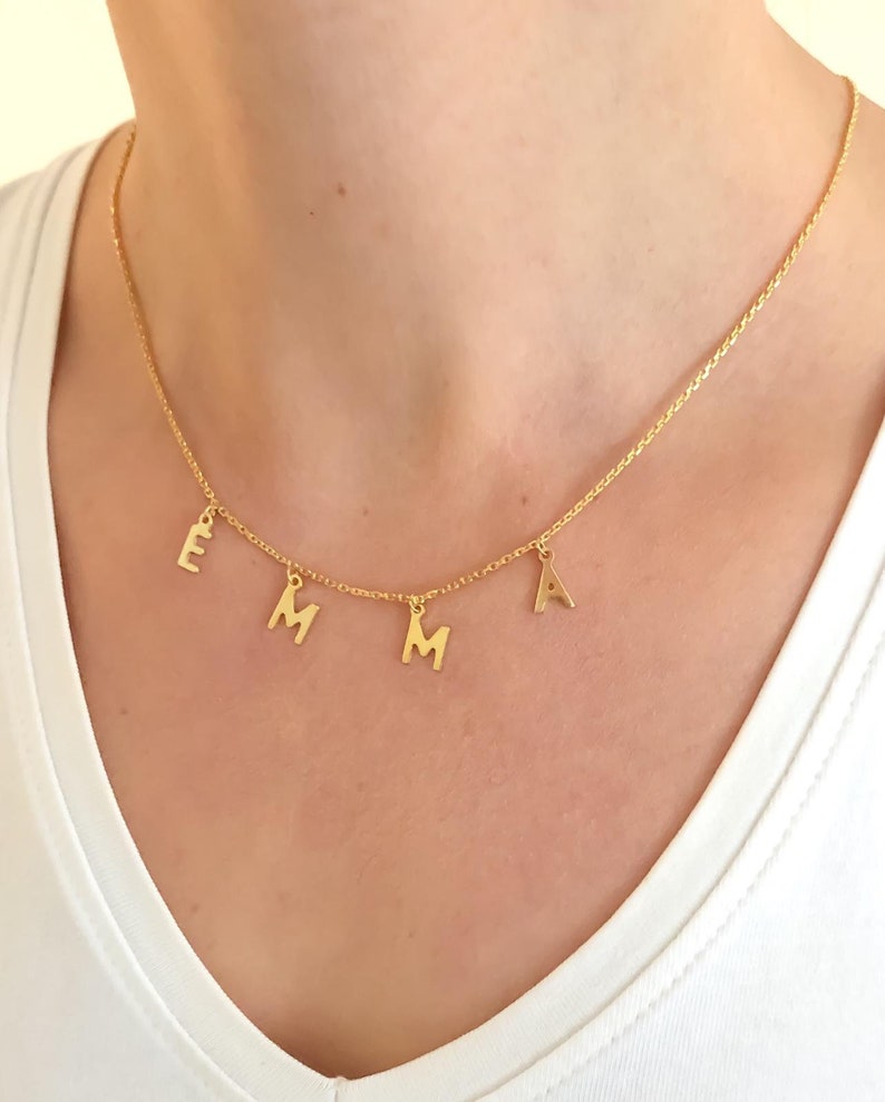 Letter Necklace Initial Necklace Dangle Letter Necklace Etsy