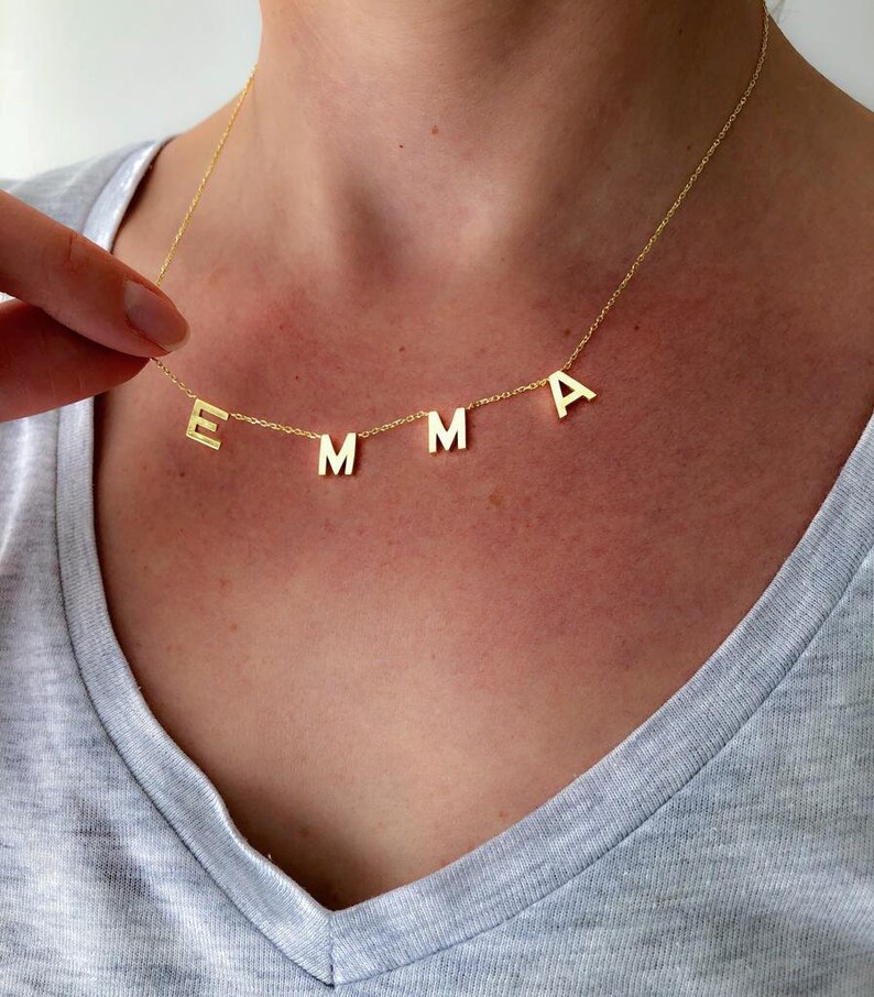 Initial Necklace Name Necklace Letter Necklace Letter Name Etsy
