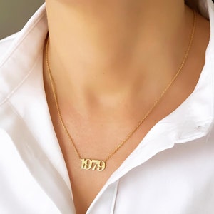 Year Necklace, Wedding Date Necklace, Personalized Number Necklace, Custom Number Necklace, Birth Year Necklace, Anniversary Gift, Date Year