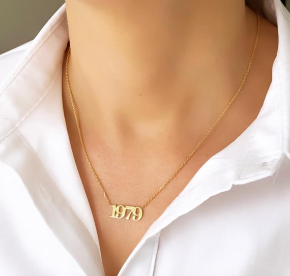 Year Necklace, Wedding Date Necklace, Personalized Number Necklace, Custom Number Necklace, Birth Year Necklace, Anniversary Gift, Date Year