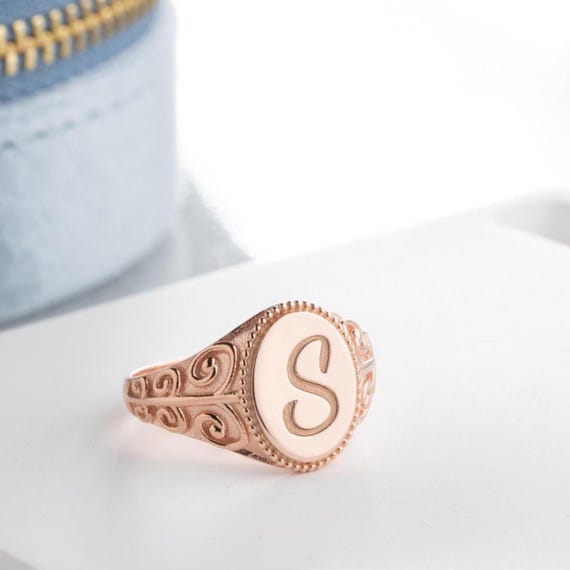 Custom Initial Signet Ring: Sterling Silver Personalized Jewelry