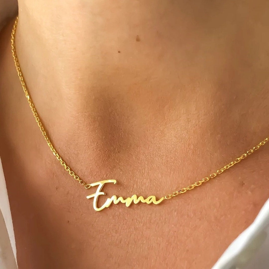 Best Mom Gifts 14k Gold Mom Necklace Gold Name Necklace Etsy