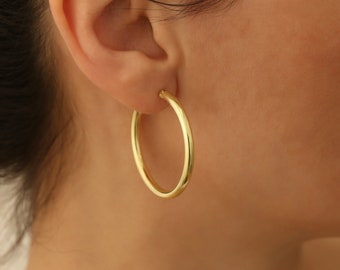 Large Endless Hoop Earrings, Statement Hoops, Spiral Earrings, Perfect Mother's Day Present, Circle Hoop Earrings, Hoop Gold Earrings