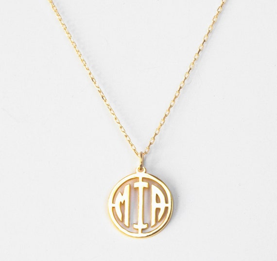 Personalized Monogram Necklace, Minimalist Monogram, Elegant Circle Initial Necklace, Custom Monogram Pendant, Block Monogram Necklace MNG26