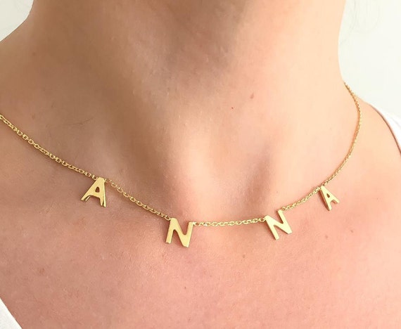 14K Solid GOLD Initial Necklace - Elegant Initial Necklace - Personalized Letter Necklace - Name Gifts for Her - Personalized Gift GG55J7