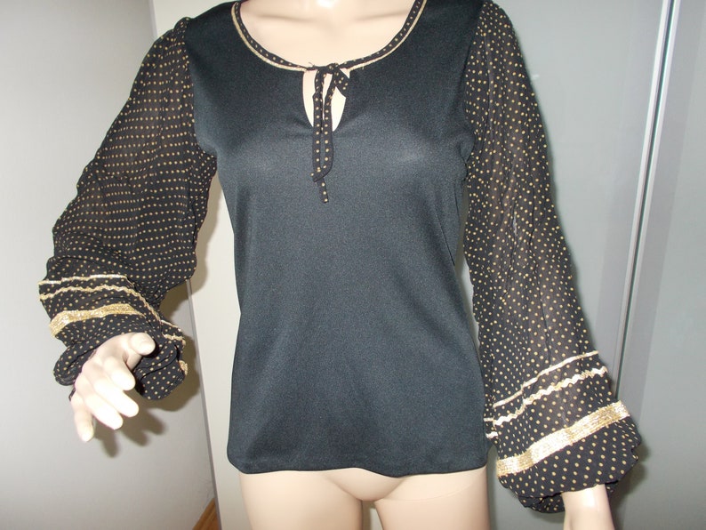 Vintage blouse shirt Golden Dots by tru size 38