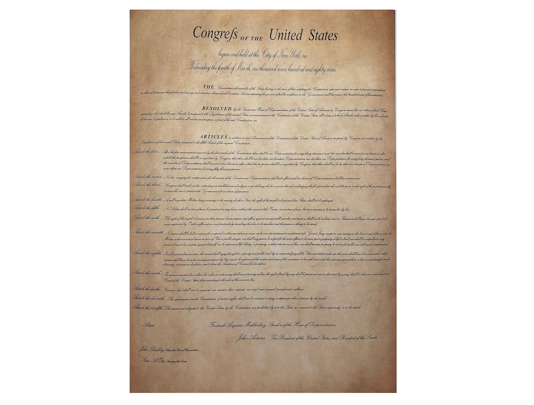 Bill of Rights Poster United States of American Bill of Rights American ...
