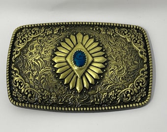 Western Belt Buckle Womens Mens Belt Buckles Beautiful Design Cowboy Cowgirl Faux Turquoise Stone