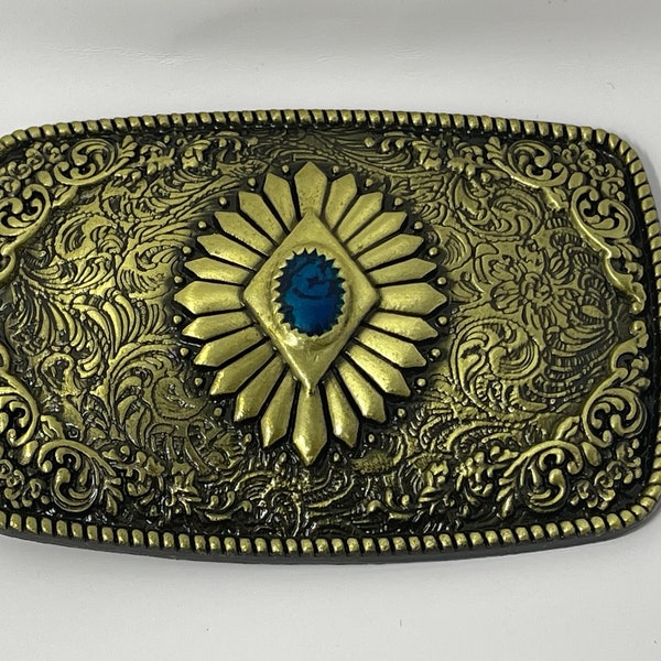 Western Belt Buckle Womens Mens Belt Buckles Beautiful Design Cowboy Cowgirl Faux Turquoise Stone