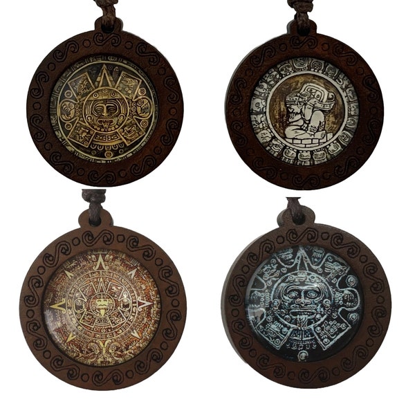 Mayan Necklace Aztec Necklace Maya Calendar Pendant Mexico Jewelry - 2 or 4 Pack