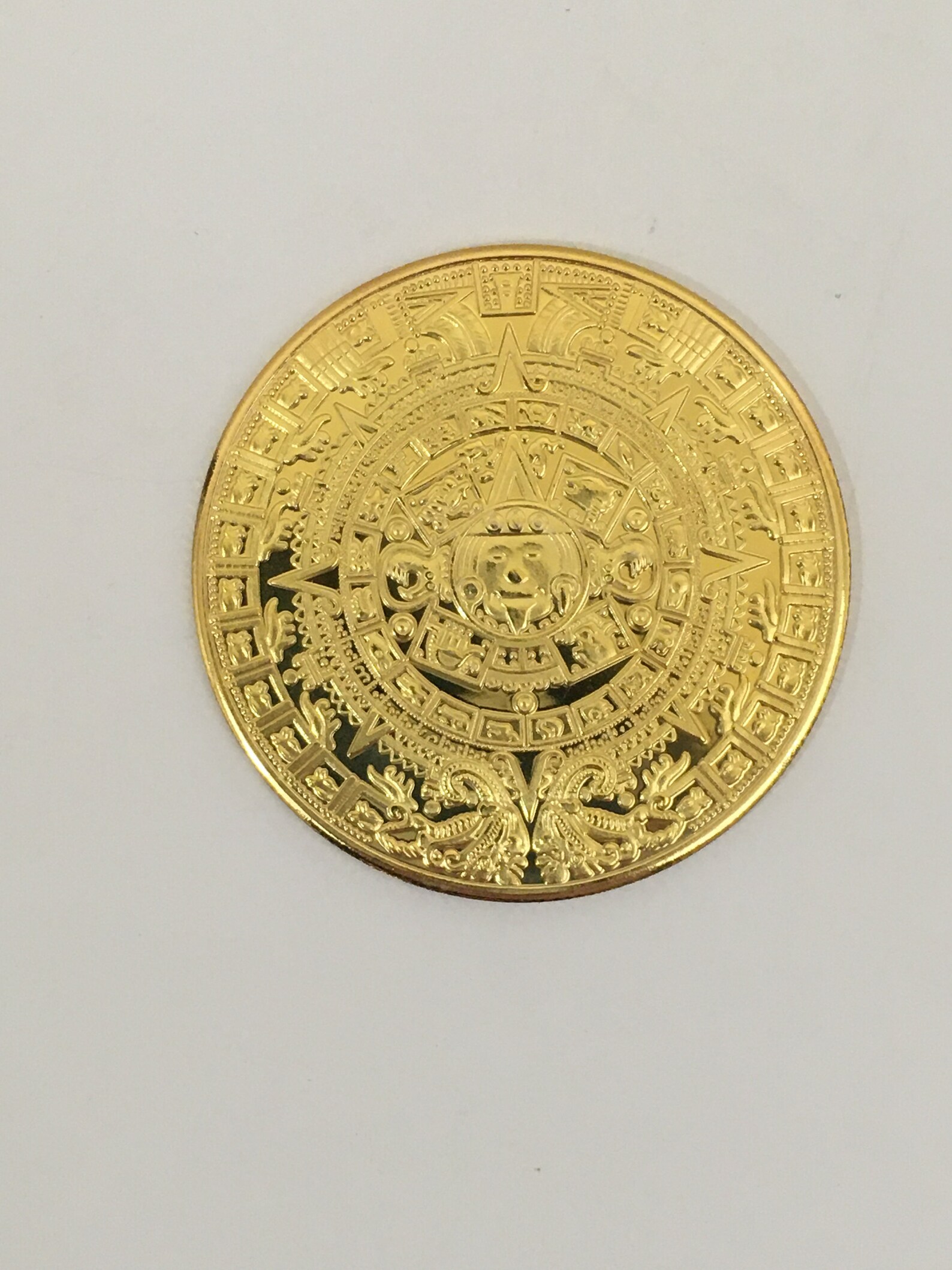 Mexico Mayan Aztec Calendar Replica Fake Gold Coin You Get 2 Etsy.de