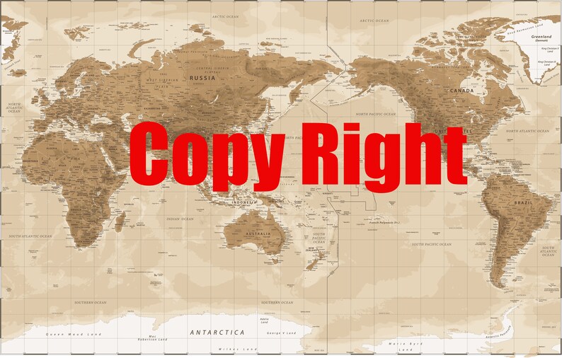 World Map Poster Vintage Style Global Maps America Europe Etsy