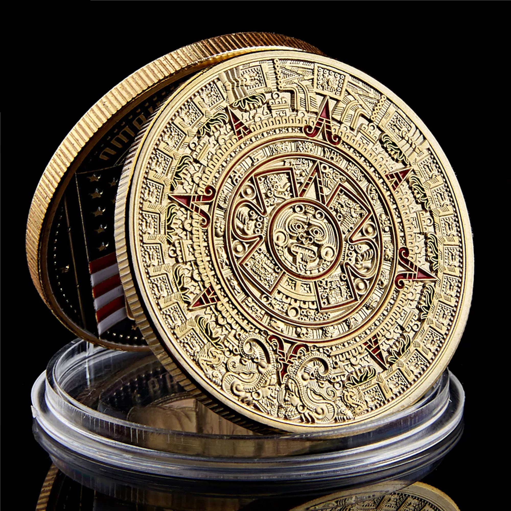 Mexico Mayan Aztec Calendar Replica Fake Gold Coin Etsy