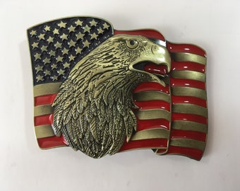 USA Flag Belt Buckle American Bald Eagle Country Belt Buckles