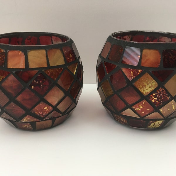 Candle Holder TWO Mosaic Bowls Home Décor Stained Glass Mosaic Bowl