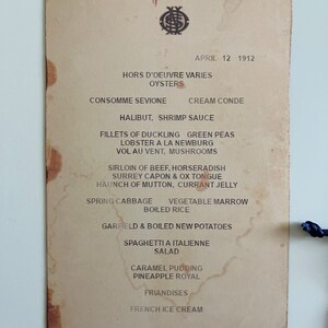 Titanic Dinner Menu Set Titanic Ticket Titanic Heart of the Ocean ...