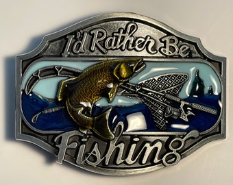 Vintage Metal Belt Buckle, Virginia Wildlife, Fish, Fishing, Bass