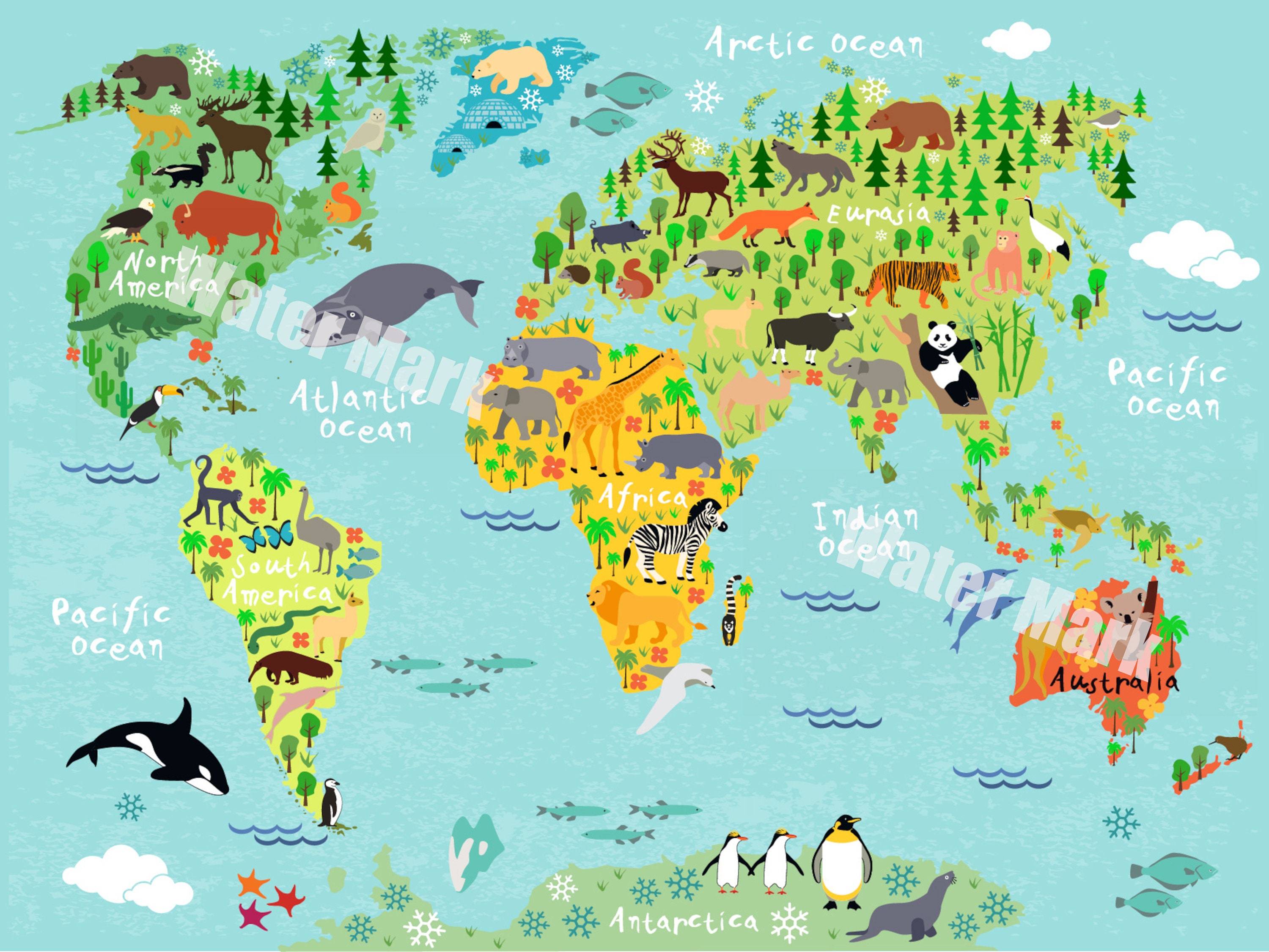 BIG World Map for Kids Educational Maps Wall Art Kids World Etsy Ireland
