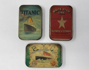 Titanic Memorabilia and Gifts Distressed Storage Boxes White Star Line Replica Tin Containers