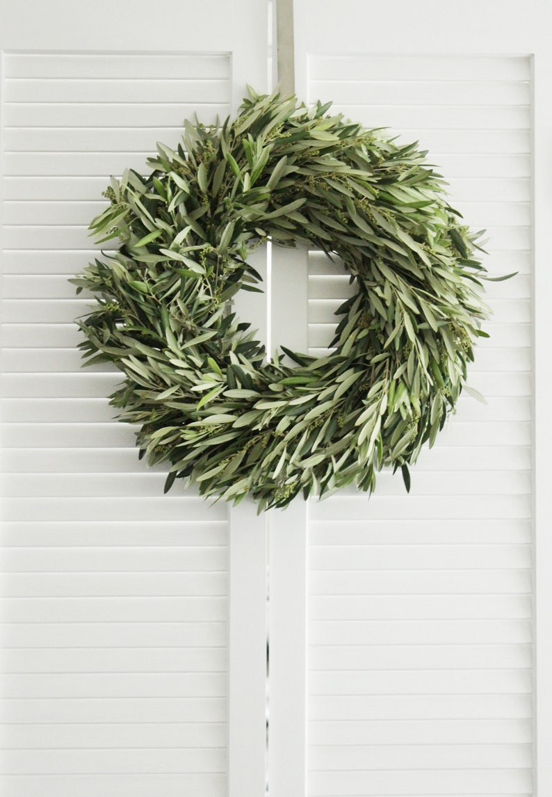 Fresh Olive Branch Wreath for Front Door, Wall, Window, Home Décor Free Shipping various sizes available image 1