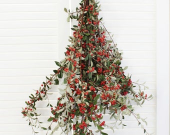 Fresh Cotoneaster Red Berry Branch – 5-7 stems | Holiday Décor | Floral Arrangement