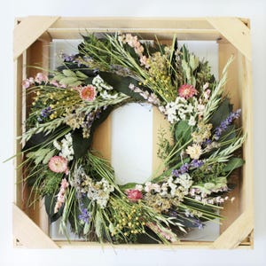 Dried Preserved Flora Muse Wreath – Natural Botanical Wall Decor | Handmade Wreath with Real Flowers | Rustic Boho Home or Gift | Front Door