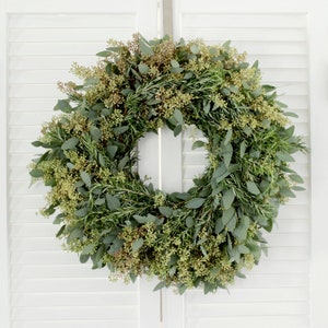 Fresh Seeded Eucalyptus + Rosemary Wreath – Greenery Herb Wreath for Front Door | Church Door | Gift for Loved Ones