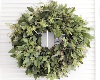 Fresh Handmade Wreath - Seeded Eucalyptus Wreath - for Front Door, Wall, Window, Home Décor (Free Shipping) - various sizes available