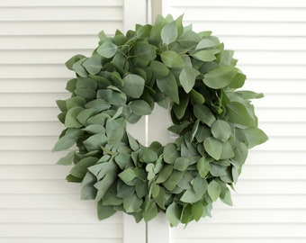 Fresh Handmade Eucalyptus Wreath- Silver Dollar Eucalyptus -16 inches - Home Decor - Front Door Decor - Gifts - Wedding - Bridal Shower