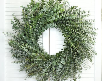 Living Baby Blue Eucalyptus Wreath Handcrafted Fresh Cut Greenery Wreath for Front Door Church Door Decor Wedding House Warming Holiday Gift