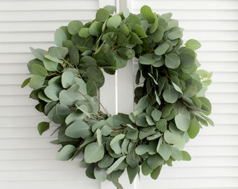 Fresh Silver Dollar Eucalyptus Wreath - Greenery Wreath - for Front Door, Wall, Window, Home Décor (Free Shipping) - various sizes available