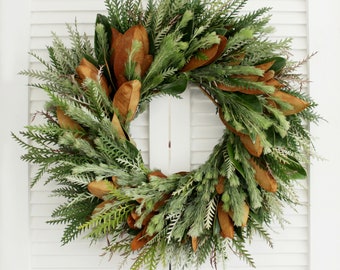 Fresh Handmade 24" Cozy Cottage Wreath – Greenery Wreath for Front Door - Church Door - Home - Wedding - Fall & Winter Christmas Décor