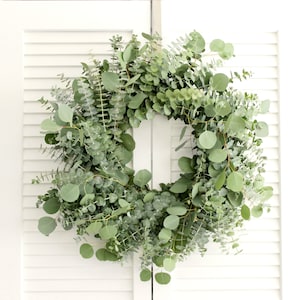 Living Eucalyptus Wreath - Fresh Cut Greenery Wreath for Fall Front Door Porch Church Farmhouse Décor Wedding House Warming Holiday Gift