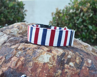 The Red White and Blue Dog Collar (Martingale or Buckle)