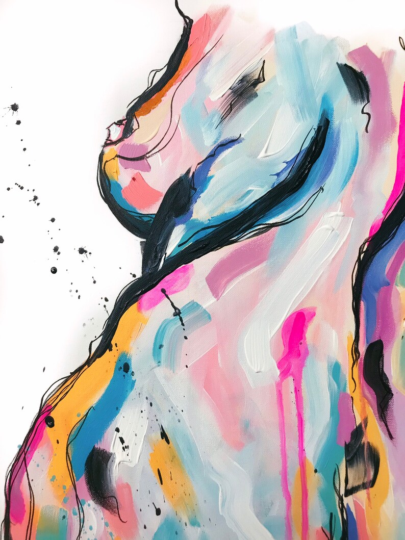 Abstract Woman Wall Art// Nude Painting// Pastel Art// Body Etsy