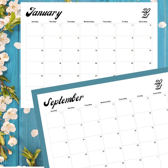 Printable Calendar 2021 Desk Calendar Letter Size A4 | Etsy