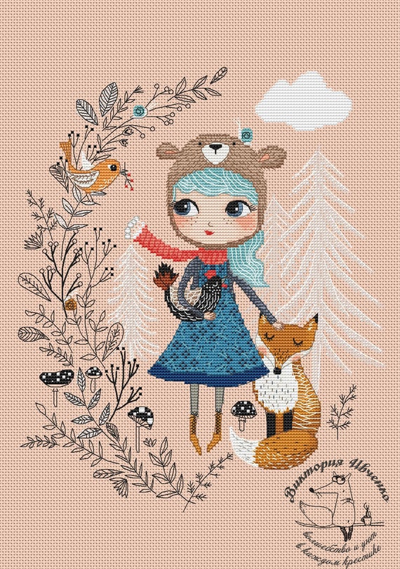 42 colors DMC 24x28 cm Crossstitch pattern Natsumi-summer beauty,size 149x177
