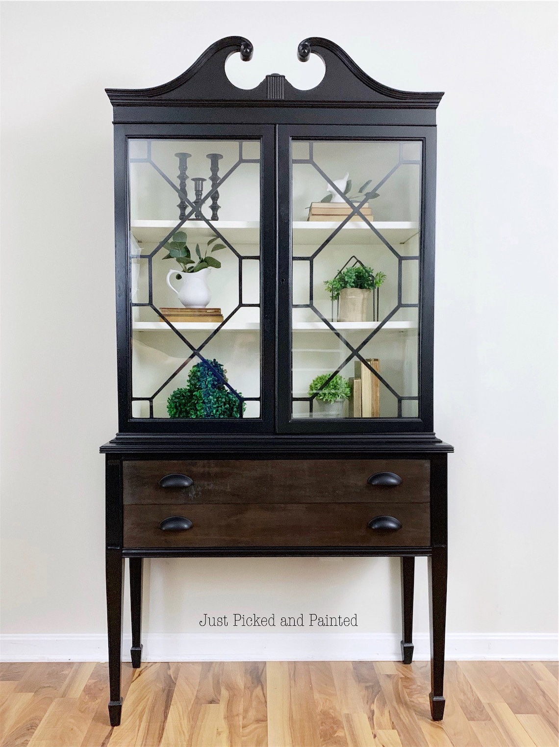 SOLDBlack farmhouse hutch china cabinet black hutch | Etsy