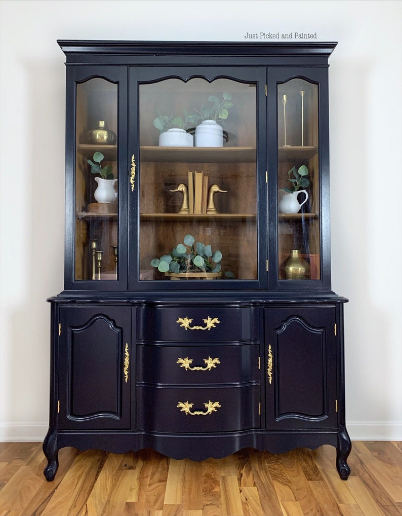 SOLDNavy China cabinet navy hutch painted hutch painted | Etsy