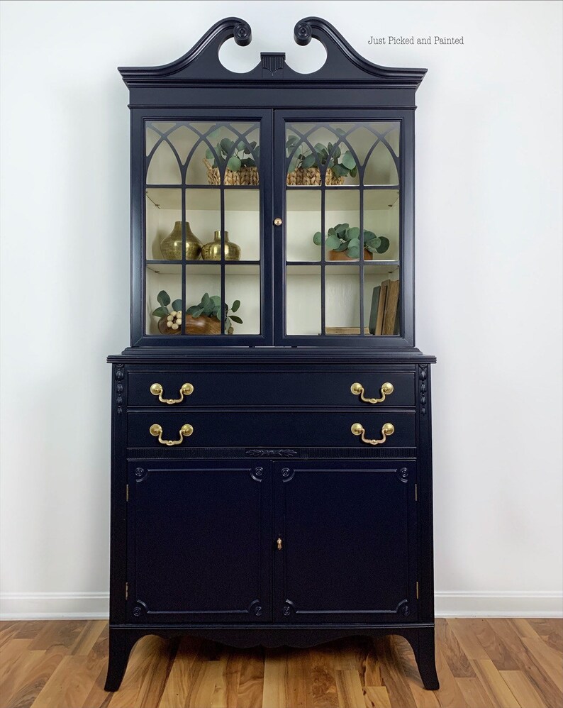 SOLDNavy China cabinet navy hutch painted hutch painted | Etsy