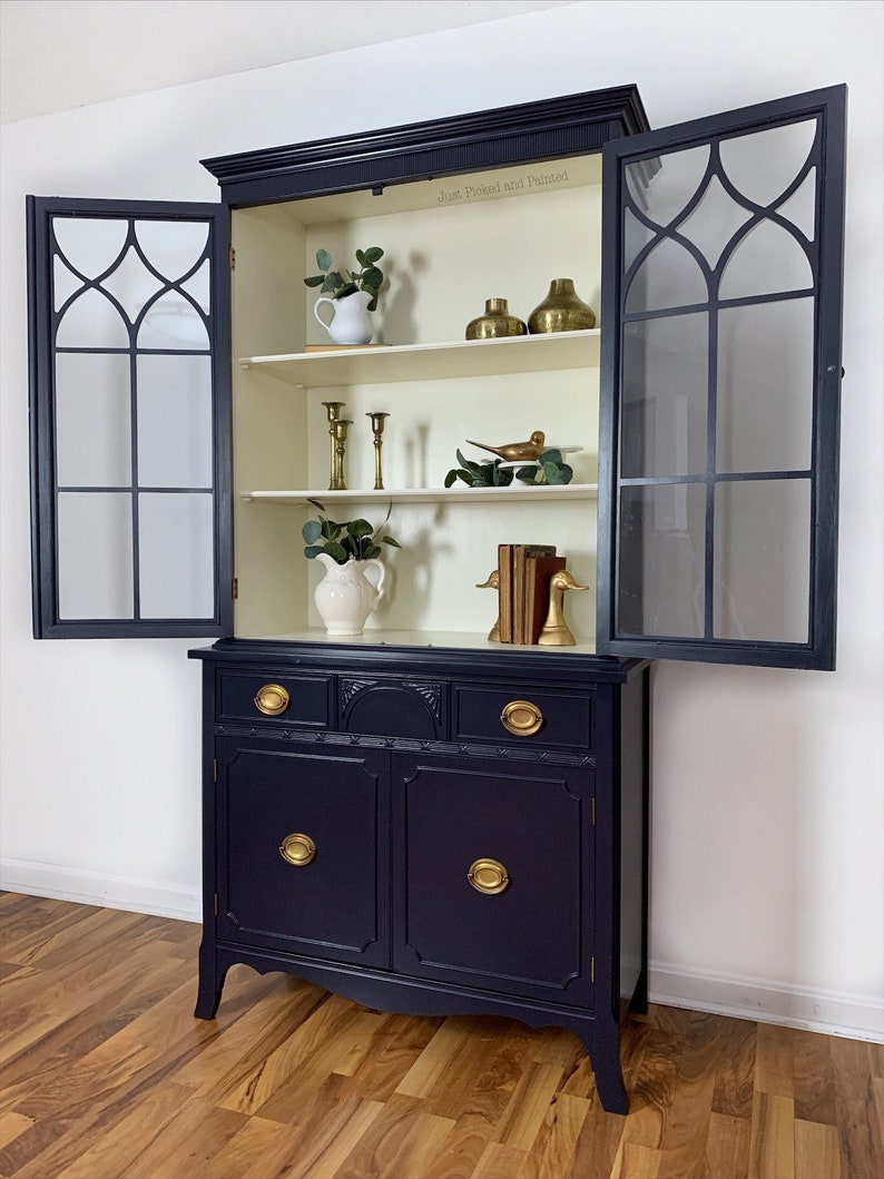 SOLDNavy Hutch navy china painted china Etsy