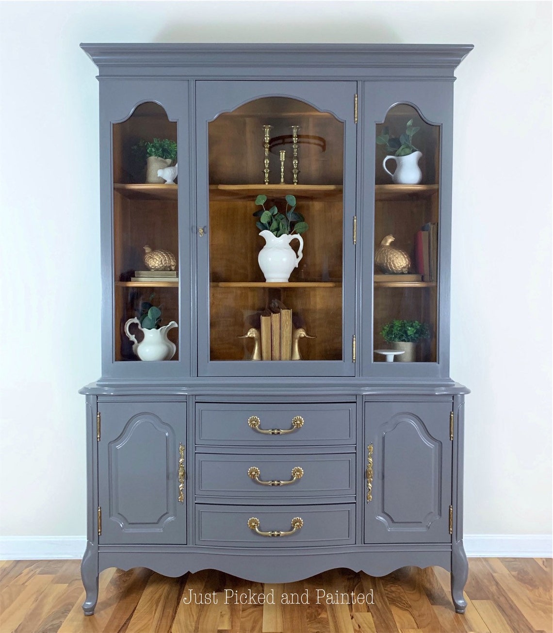 SOLDGray china gray hutch dining room hutch Etsy