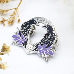 Huginn & Muninn Hard Enamel Pin | Norse Collection | Odin&#39;s Raven Mythology Art Pin