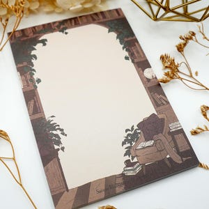 Storybook Library Notepad | Cozy Reading Nook Themes | Personal Library Daily Memo Pad
