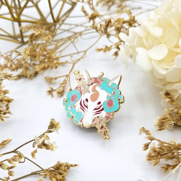 Kitsune Hard Enamel Pin | Japanese Collection | Unique Fantasy Mythology Art Pin