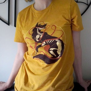 Unravel Wolf Art T-Shirt: Yellow Mustard Unisex Bella Canvas Tee