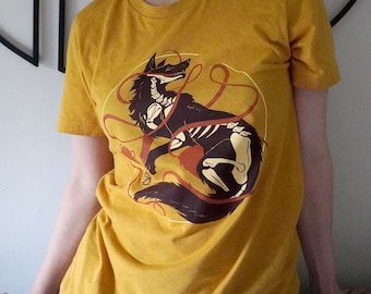 Unravel Wolf Art T-Shirt: Yellow Mustard Unisex Bella Canvas Tee