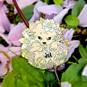 Bobabear Hard Enamel Pin | Café de Fleur Collection | Unique Fantasy Baby Bear and Bubble Tea / Boba Art Pin