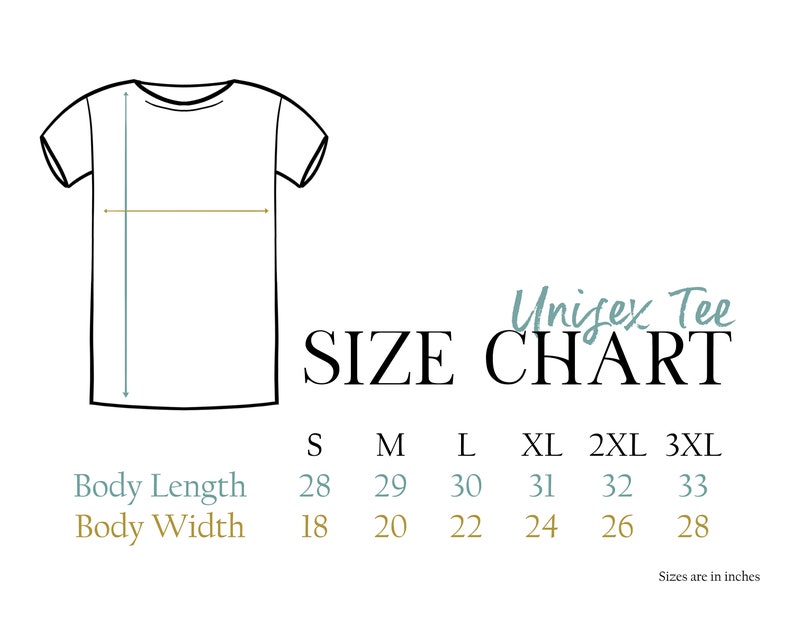 Saiyre's Tshirt Size Chart